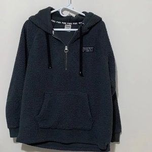 PINK Victoria’s Secret Gray Sherpa Hoodie
